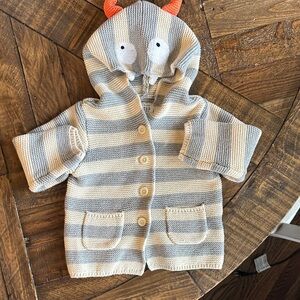 Baby Gap Striped Knit Baby Hoodie with Orange Accents